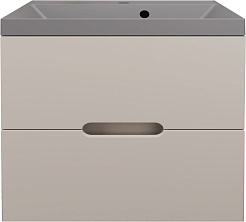 Style Line Тумба с кварцевой раковиной жасмин Матис 60 подвесная серый шелк – фотография-1